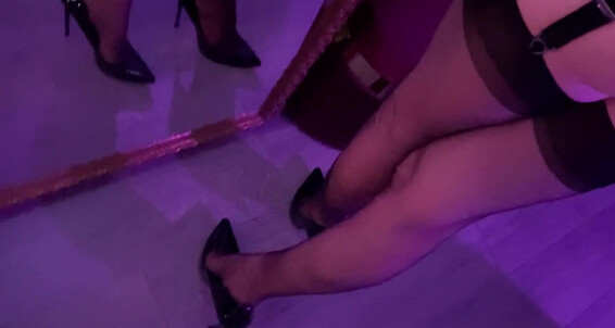 Fucked Her Standing In A Body Corset With Garters And Black Nylon Stockings After A Juicy Blowjob Slowlytease