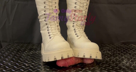 "TamyStarly" Cbt, Ballbusting, Bootjob, Shoejob, Footjob, Boots, Feet, Femdom, Ball Crush, Trampling, Trample, Crush, Mistress, High Heels, Knee High Boots, Riding Boots, Suggest TamyStarly Dangerous Cock Trample White and Black Combat Boots with TamyStar