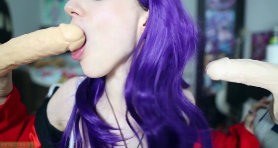 Anime, Blowjob, Cosplay, Cum In Mouth, Spit Fetish lana rain slutty double blowjob w misato katsuragi ManyVids