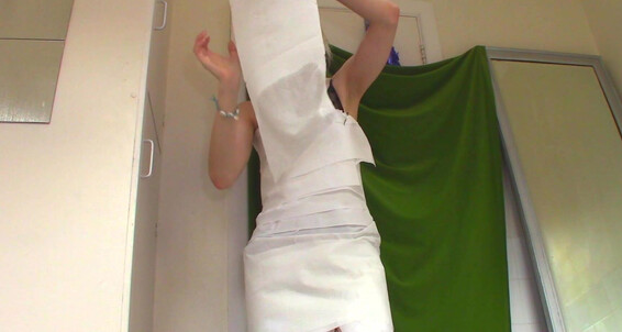 "Goddess Vanessa" embarrassed naked female, embarrassment, garter & stockings, humor, wet & messy PAPER Towel Demo ENF manyvids