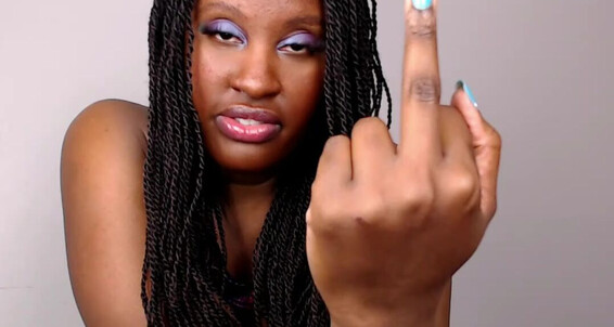 "UnfriendlyBlckHottie" brat girls, ebony female domination, humiliation, ripoff, verbal humiliation Middle Finger Rip Off manyvids