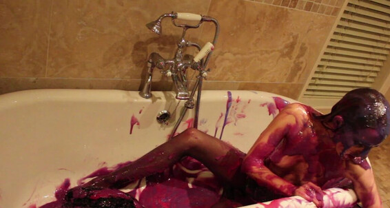 "ScarlotRose" amateur, bathroom, clothes destruction / burning, sploshing, wet & messy WAM Satin evening dress gunge manyvids