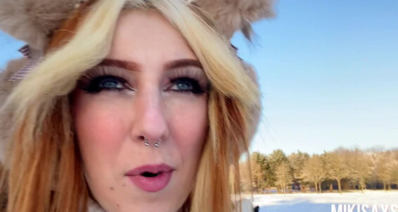 "mikisayshi" flashing, christmas, public flashing, strip tease, public outdoor Flashing In The Snow manyvids