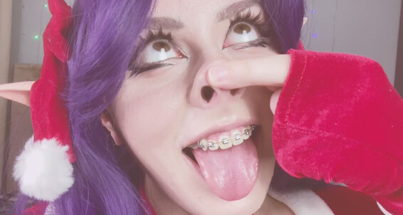 "SpookyBoogie" braces, christmas, cosplay, face fetish, nose fetish Christmas Elf Misato Katsuragi does piggy nose and grunts Manyvids