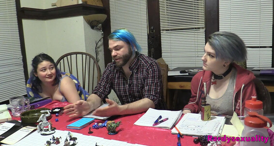 Sexy gamer Rardysexuality plays a hot roleplay game with her 18 & 19 y.o. friends