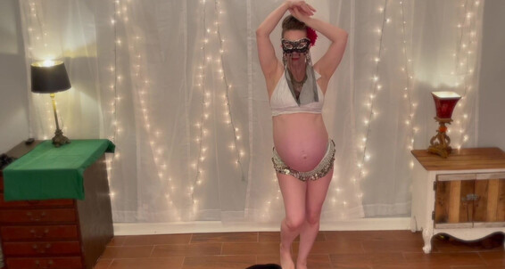 Amateur Hotwife Ass strips & teases belly with dance moves in Pregnant Strip Tease Belly Fantasy