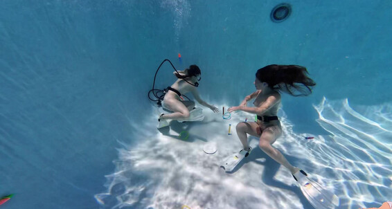 Ciren Verde goes wild with scuba in the pool and shows off her naked body