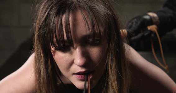 Katie Kinz submits to BDSM domination & gets a spanking from her metal bondage lover