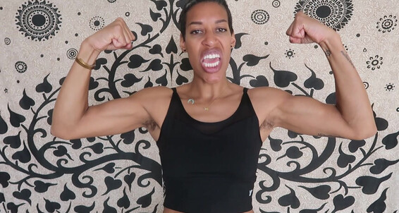 GoldenLace gets humiliated with her tight bice and flexing skills on ManyVids