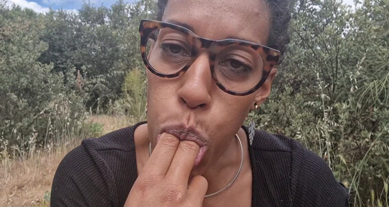 GoldenLace gags on fingers and drools in pleasure while getting her tongue wet