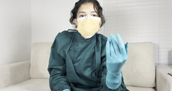 AriaNicoleXXX gets her gloves and mask on for a wild JOI after her medical checkup