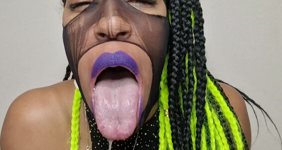 GoldenLace indulges in kinky smoking fetish in mask & tongue