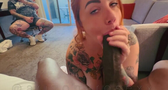 Arizonarosexx 11, the onlyfans model, gives a hot homemade blowjob to Nick named Nick and gets rewarded with a huge load