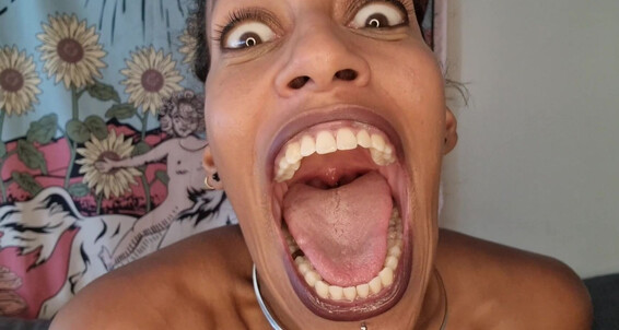 GoldenLace's mouth and eyes are wide open in a JOI game Manyvids