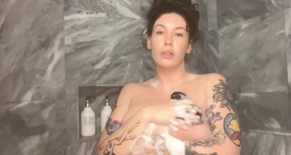 Xtina Terrestrial's Onlyfans Exclusive HD Femdom Video: Spying on you showering in latex & getting kinky with your secret