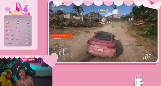 Geeky chick with tattoos & big boobs gets a race to remember in Live Gaming Stream with Manyvids