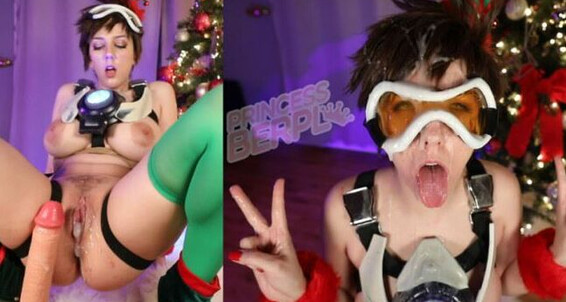 Cosplay, Christmas, Facials princessberpl tracer gets stuffed