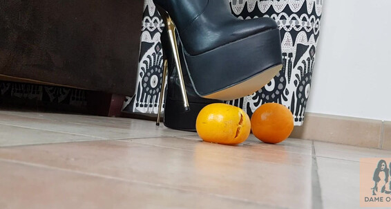 Boot Fetish,Boots,Food & Object Crush,Crush,Boot Domination dame olga oranges crush in platform boots ManyVids