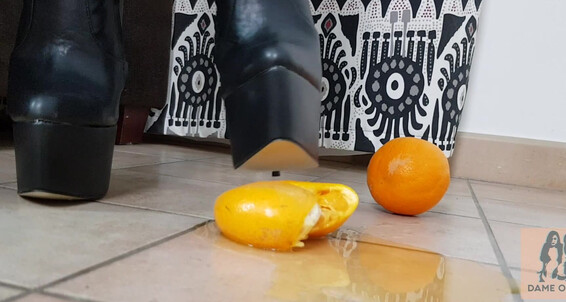 Boot Fetish,Boots,Food & Object Crush,Crush,Boot Domination dame olga oranges crush in platform boots ManyVids