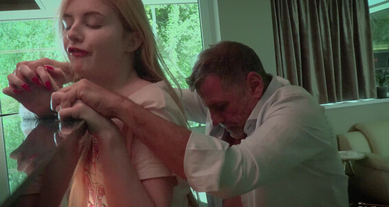 Baby Kxtten gets naughty in Kinky Lobby Sex with old man and young