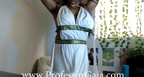 Cosplay, Costume, Ebony Goddess, Goddess Worship, Strip Tease professor gaia goddess gaia preparing for her loyal sub ManyVids