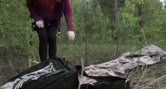 Doggystyle Fucked Girl Walking In The Forest With Naked Tits