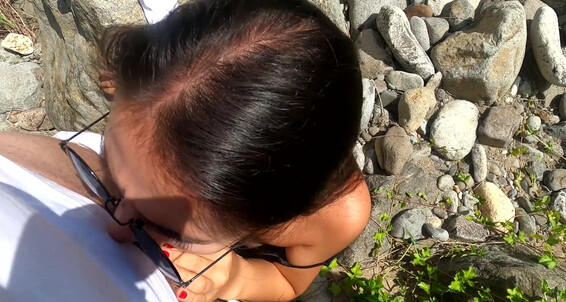 Nice Babe Walking In Very Hot Day With New Tinder Friend And Suck His Dick Pov