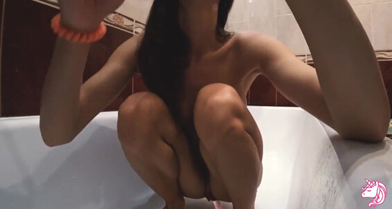 Lady Cunt Beautiful Teen Pleasures Herself In The Bathroom With A Dildo