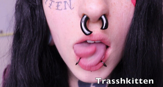 Tattoos, Aliens & Monsters, Oral Fixation, Tongue Fetish, Spit Fetish trasshkitten split tongue and spit play ManyVids
