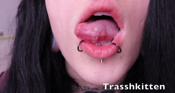 Tattoos, Aliens & Monsters, Oral Fixation, Tongue Fetish, Spit Fetish trasshkitten split tongue and spit play ManyVids