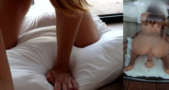 She Gets Spit Roasted By A Dildo In The Window And Got Caught By Stranger
